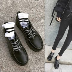In the autumn of 2017 British female college wind Harajuku shoes retro Japanese all-match with Korean students' singles shoes Thirty-eight black