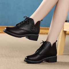 Moran BELLE shoes shoes with 2017 new Korean girls fall all-match boots female boots female with Martin crude Thirty-eight black