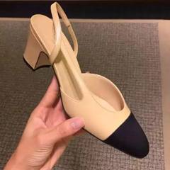 2017 new small fragrant thick shoes Asakuchi documentary color suede shoes in all-match square heels Thirty-eight After the air with rice