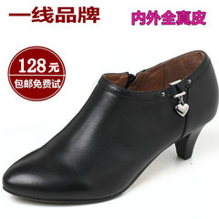 Autumn leather work, black suit, leather shoes, deep mouth, single shoe with professional leather frock, commuting interview women shoes Thirty-eight black