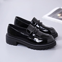 In the autumn of 2017 New England College shoes retro wind all-match thick bottom with thick black small leather shoes shoes Merchandiser Thirty-eight Black (Dan Xie)