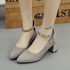 Autumn red wedding bride wedding shoes shoes red shoes summer soft bottom rough HEELS WOMEN shoe with pregnant women shoes Thirty-eight gray