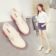 With 2017 new female leather shoes all-match summer shoes British Korean students thick with small leather shoes in autumn Thirty-six gray