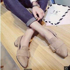 The wind in autumn 2017 new shoes with thick with Korean Dadong shoes all-match small fresh high-heeled shoes Thirty-eight Khaki