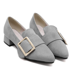 The wind in autumn 2017 new shoes with thick with Korean Dadong shoes all-match small fresh high-heeled shoes Thirty-eight gray