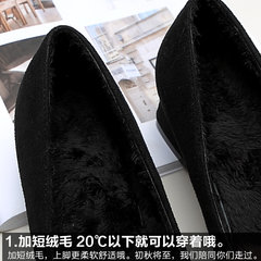 2017 new autumn all-match plus velvet square heels with rough girls shoes black shoes Doug occupation Thirty-eight Black [velvet]