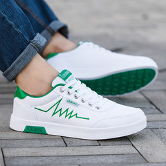 The fall of the new trend of Korean white canvas shoes shoes Shoes Mens Casual Shoes all-match white shoes shoes Forty-two White green