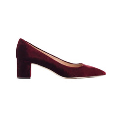 2017 new high heels in autumn, velvet in red, single heel, heel in velvet Thirty-eight Claret