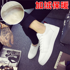 The fall of men's casual shoes shoes leather shoes all-match the trend of Korean youth sports men's shoes black shoes Forty-four 905 plus white cotton shoes