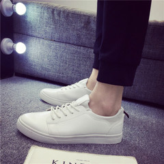 The fall of men's casual shoes shoes leather shoes all-match the trend of Korean youth sports men's shoes black shoes Forty-three white