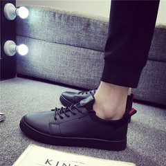 The fall of men's casual shoes shoes leather shoes all-match the trend of Korean youth sports men's shoes black shoes Forty-three black