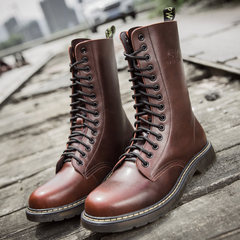 High boots for Martin male in autumn and winter England great Martin shoes Retro Leather Boots Men army boots and cashmere Thirty-eight Claret