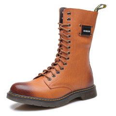 High boots for Martin male in autumn and winter England great Martin shoes Retro Leather Boots Men army boots and cashmere Thirty-eight LX602 yellow