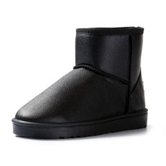 Men's winter boots leather boots with velvet slip male lovers shoes waterproof warm shoes Korean Students Thirty-eight black
