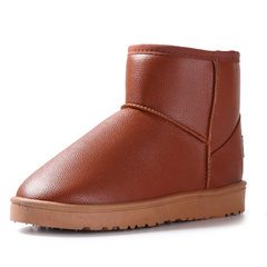 Men's winter boots leather boots with velvet slip male lovers shoes waterproof warm shoes Korean Students Thirty-eight Camel