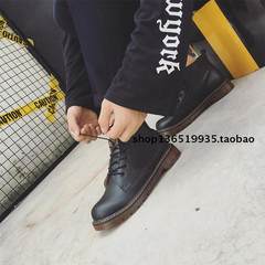 2017 new high Martin shoes, men's Martin boots, black frock, fashionable big head shoes, tide brand shoes, casual shoes Thirty-eight Black inner raise