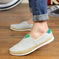 New summer bean shoes, men's leisure Korean version, old Beijing cloth shoes, spring pedal pedal lazy canvas man shoes Forty A02 gray