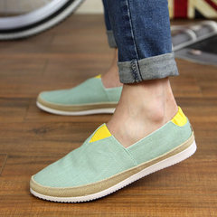 New summer bean shoes, men's leisure Korean version, old Beijing cloth shoes, spring pedal pedal lazy canvas man shoes Forty A02 green