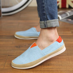 New summer bean shoes, men's leisure Korean version, old Beijing cloth shoes, spring pedal pedal lazy canvas man shoes Forty A02 blue