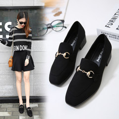 2017 spring and autumn new British style retro square with thick with Korean women shoe shoes shoes all-match autumn tide Forty black