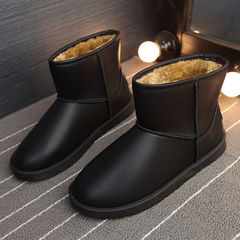 The winter with snow boots warm cashmere men male boots waterproof antiskid cotton boots leather shoes men boots snow Forty-three Black (thickening)