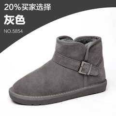 Winter snow boots mens shoes with Leather Suede short tube warm boots Martin boots shoes shoes male couple bread Thirty-eight 5859 gray
