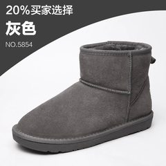 Winter snow boots mens shoes with Leather Suede short tube warm boots Martin boots shoes shoes male couple bread Thirty-eight 5854 gray