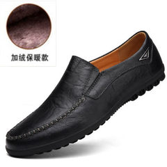 2017 spring leather shoes Doug male British men's casual shoes breathable shoes shoes leather shoes soft bottom spring tide Thirty-eight 8019 Cotton Black