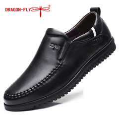 Mens Leather Men's shoes British winter slip soft bottom old dad shoes black business casual shoes Thirty-eight black