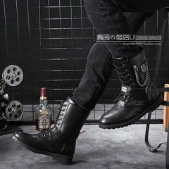 Autumn and winter high tube Martin boots boots boots boots Korean men shoes men boots boots male fashion Thirty-eight Black 829 standard?