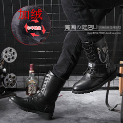 Autumn and winter high tube Martin boots boots boots boots Korean men shoes men boots boots male fashion Thirty-eight Black 829-1 with velvet