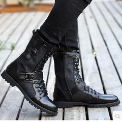 Autumn and winter high tube Martin boots boots boots boots Korean men shoes men boots boots male fashion Thirty-eight Black A 222 Standard Code