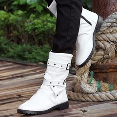 Autumn and winter high tube Martin boots boots boots boots Korean men shoes men boots boots male fashion Thirty-eight White 230 Standard Code