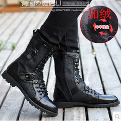 Autumn and winter high tube Martin boots boots boots boots Korean men shoes men boots boots male fashion Thirty-nine Black Cashmere A222-1 Standard Code