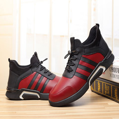 New winter men's casual shoes men leather sports shoes for young men. Low breathable mens shoes Thirty-eight Red velvet