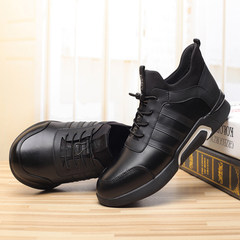 New winter men's casual shoes men leather sports shoes for young men. Low breathable mens shoes Thirty-eight Black velvet