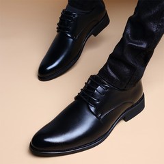 The increase in 6cm in autumn pointed shoes men's leather strap with cashmere business casual shoes Korean tide Thirty-nine Increase in black and cotton