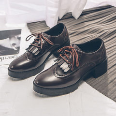 The 2017 fall thick bottom shoes Jogakuin Soviet romantic shoes with leather rough documentary Bloch shoes Thirty-eight Brown bright surface