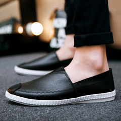 In the autumn of 2017 new men's leather shoes pedal Doug Shoes Black all-match lazy Korean shoes casual shoes Forty-three black