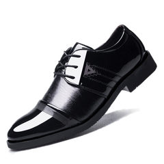 Leather shoes with male cotton shoes and young British men's dress shoes lace wedding shoes business Korean pointed leather shoes Thirty-eight Fashion Black 7099