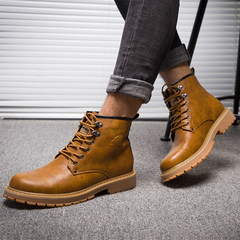 The fall of man Martin boots male Korean winter retro shoes in England for high boots help tooling boots shoes Thirty-eight Yellow brown