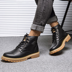 The fall of man Martin boots male Korean winter retro shoes in England for high boots help tooling boots shoes Thirty-eight black