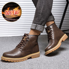 The fall of man Martin boots male Korean winter retro shoes in England for high boots help tooling boots shoes Thirty-eight Brown cashmere