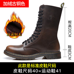 Martin winter boots male leather British style high boots boots Bangchang cylinder male tide snow plus velvet warm shoes Forty-eight 6601 bronze (with velvet)