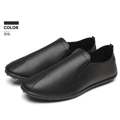 Autumn Korean leisure shoes slip peas kitchen chef shoes red leather shoes all-match lazy driving personality Forty-three Black (main picture paragraph)