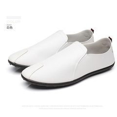 Autumn Korean leisure shoes slip peas kitchen chef shoes red leather shoes all-match lazy driving personality Forty-three White (main picture paragraph)