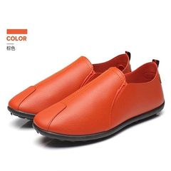 Autumn Korean leisure shoes slip peas kitchen chef shoes red leather shoes all-match lazy driving personality Forty-three Brown (main picture paragraph)