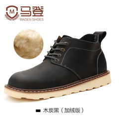 Boots boots and shoes with low helper for Martin winter boots male cashmere snow boots men in British Wind tide Thirty-eight Charcoal black (with velvet)