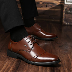 Men's leather shoes in winter, men's shoes, men's shoes, business suit, pointed tie, black youth, Korean casual shoes Thirty-eight brown