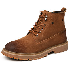 Men's boots boots, British leather desert boots, Martin shoes, Korean winter boots, mid high boots Thirty-eight 7801 Brown